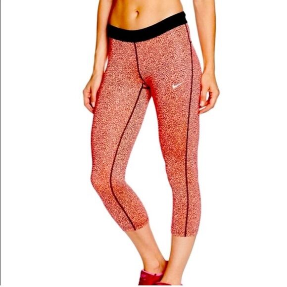 Nike Women's Dri-Fit AOP Relay Crop Running Tights size M Drawstring - Picture 1 of 11